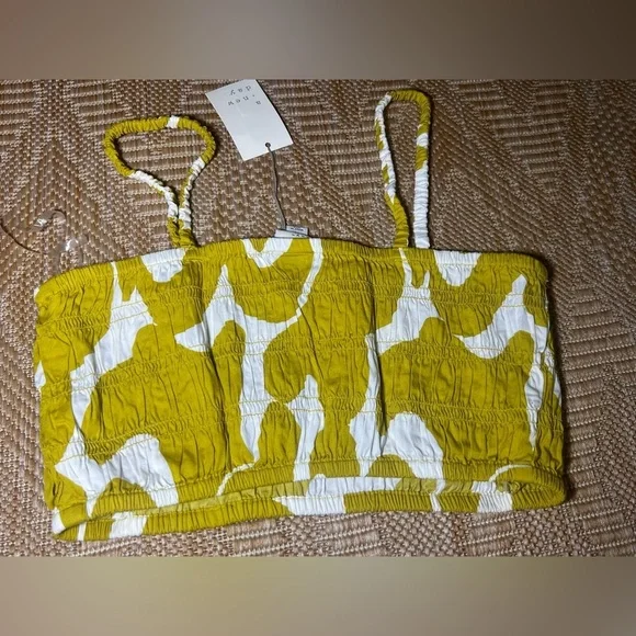 A New Day Women's Smocked Slim Fit Crop Top, Yellow, Size M, Brand New,NWT - Picture 5 of 7